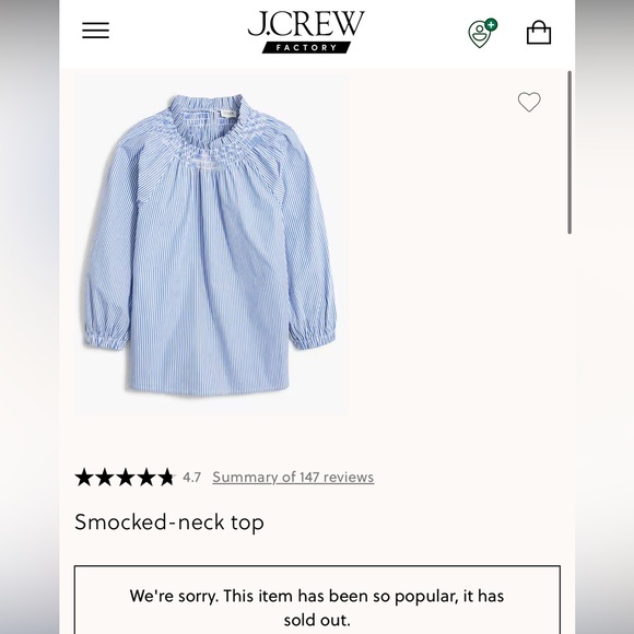 JCrew Smocked Neck Striped Blouse🕊️ - Picture 9 of 10